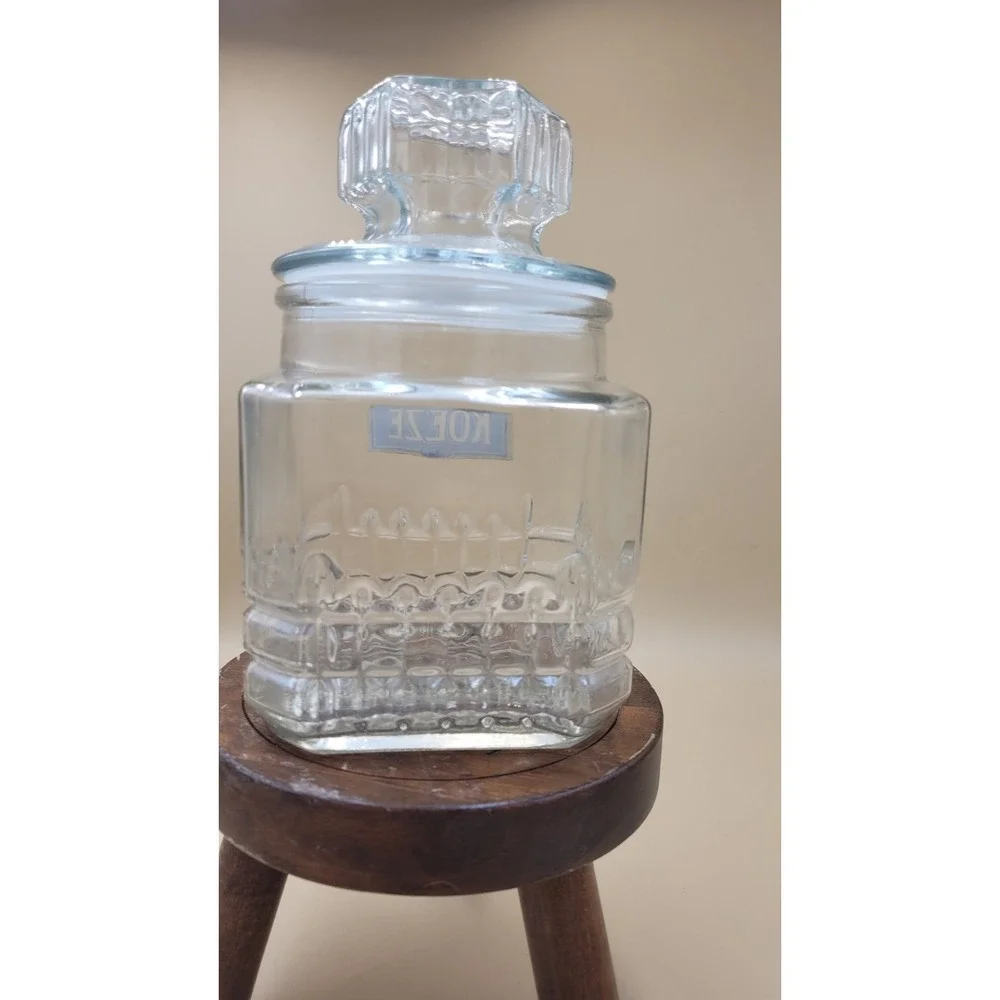 Vintage‎ Koezes Clear Glass Canister Apothecary Candy Jar with Lid 7